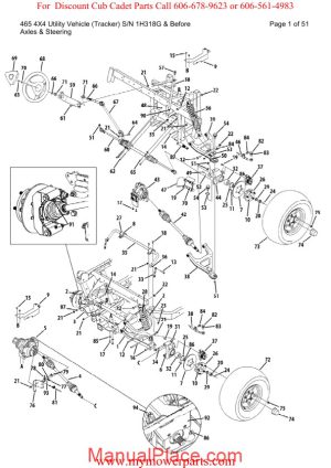 cub cadet parts manual for model 465 4x4 tracker sn 1h318g and before page 1