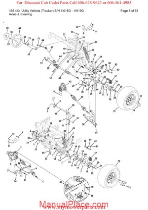 cub cadet parts manual for model 465 4x4 tracker sn 1i018g 1i019g page 1