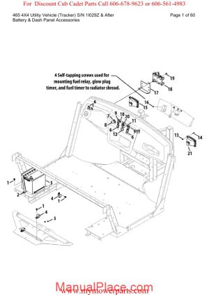 cub cadet parts manual for model 465 4x4 tracker sn 1i029z and after page 1