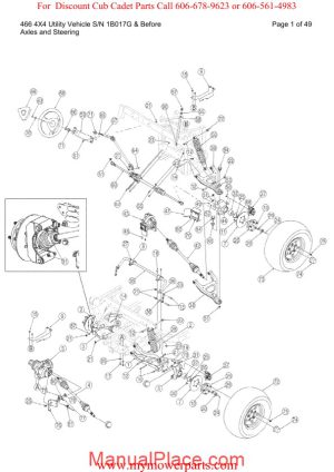 cub cadet parts manual for model 466 4x4 utility vehicle sn 1b017g and before page 1