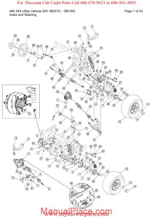 cub cadet parts manual for model 466 4x4 utility vehicle sn 1b027g 1b018g page 1