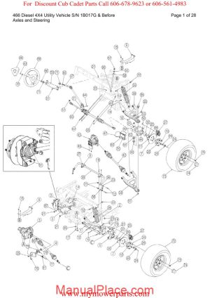 cub cadet parts manual for model 466 diesel 4x4 sn 1b017g and before page 1