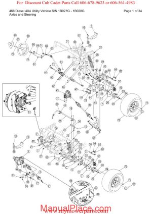 cub cadet parts manual for model 466 diesel 4x4 sn 1b027g 1b028g page 1