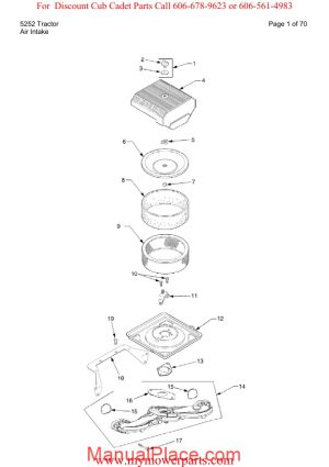 cub cadet parts manual for model 5252 tractor page 1