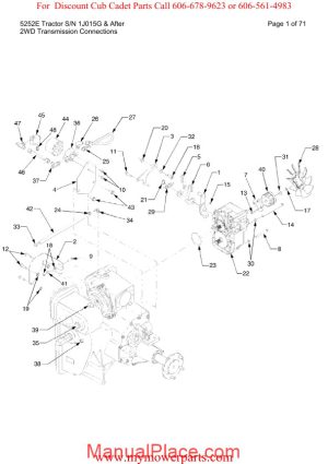 cub cadet parts manual for model 5252e tractor sn 1j015g and after page 1