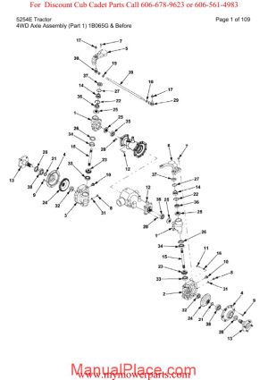 cub cadet parts manual for model 5254e tractor page 1