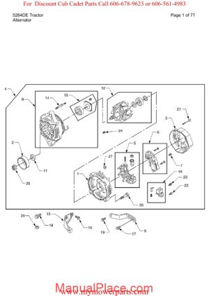 cub cadet parts manual for model 5264de tractor page 1