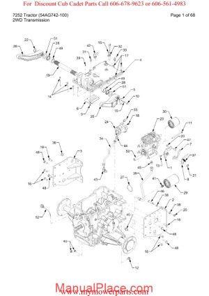 cub cadet parts manual for model 7252 tractor 54ag742 100 page 1