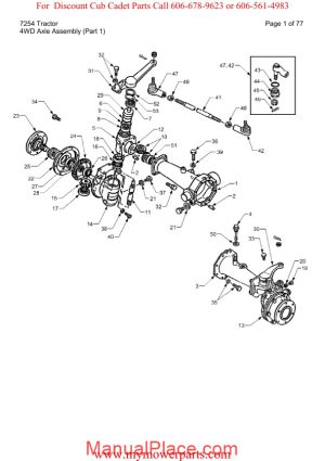 cub cadet parts manual for model 7254 tractor page 1