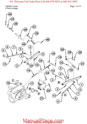 cub cadet parts manual for model 7360ss tractor page 1