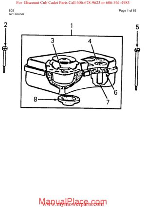 cub cadet parts manual for model 805 page 1