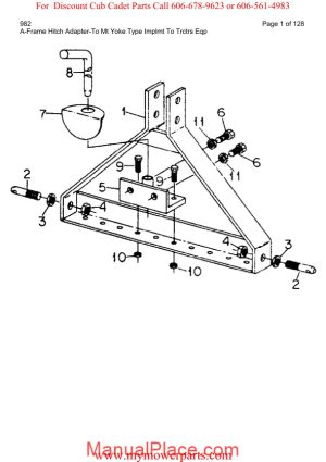 cub cadet parts manual for model 982 page 1