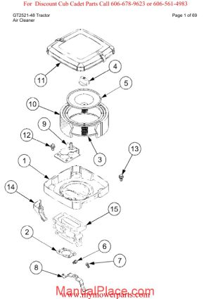 cub cadet parts manual for model gt2521 48 tractor page 1