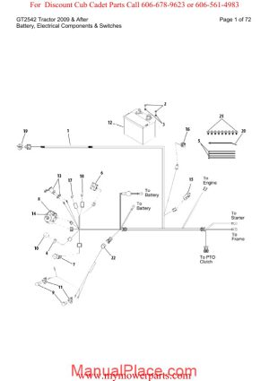 cub cadet parts manual for model gt2542 tractor 2009 and after page 1