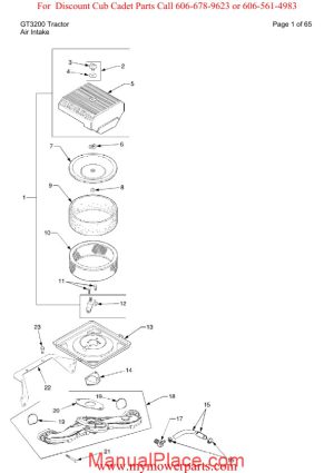 cub cadet parts manual for model gt3200 tractor page 1