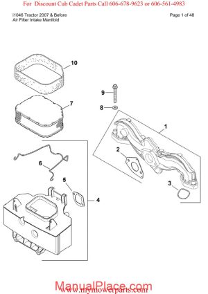 cub cadet parts manual for model i1046 tractor 2007 and before page 1