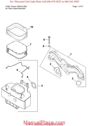 cub cadet parts manual for model i1050 tractor 2008 and after page 1