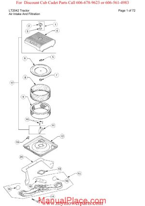 cub cadet parts manual for model lt2042 tractor page 1