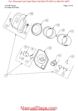 cub cadet parts manual for model lt2138 tractor page 1