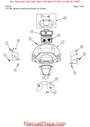 cub cadet parts manual for model rzt22 page 1