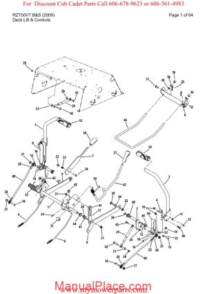 cub cadet parts manual for model rzt50vt bands 2009 page 1