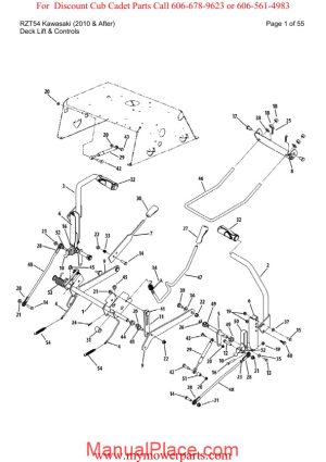 cub cadet parts manual for model rzt54 kawasaki 2010 and after page 1