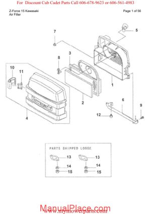 cub cadet parts manual for model z force 15 kawasaki page 1