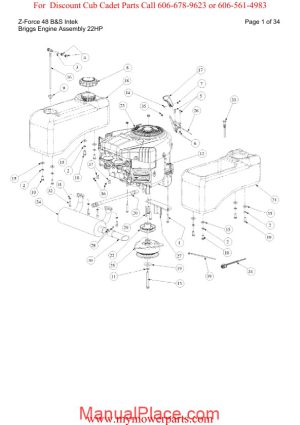 cub cadet parts manual for model z force 48 bands intek page 1