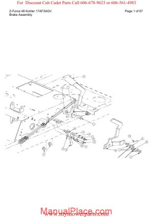 cub cadet parts manual for model z force 48 kohler 17af3agv page 1