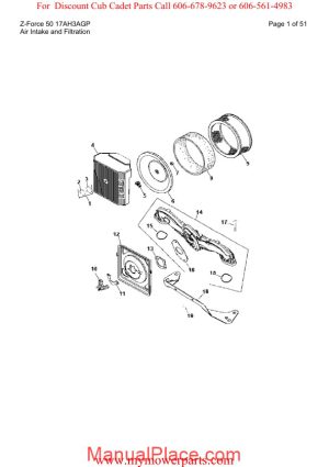 cub cadet parts manual for model z force 50 17ah3agp page 1