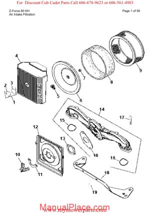 cub cadet parts manual for model z force 60 kh page 1