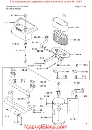 cub cadet parts manual for model z force 60 kw 17ai3agj page 1