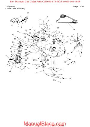 cub cadet parts manual for model z42 1999 page 1