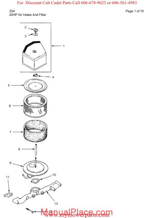 cub cadet parts manual for model z54 page 1