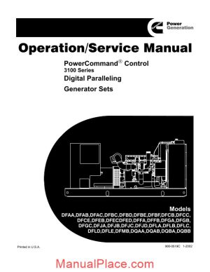 cummins 3100 series generator operation service manual page 1