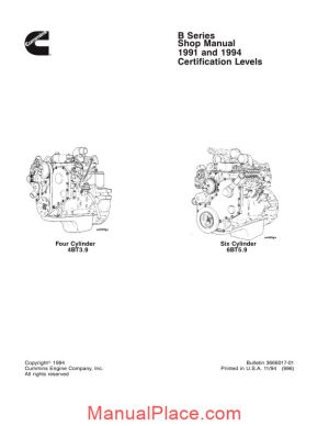 cummins b series 1991 and 1994 shop manual page 1