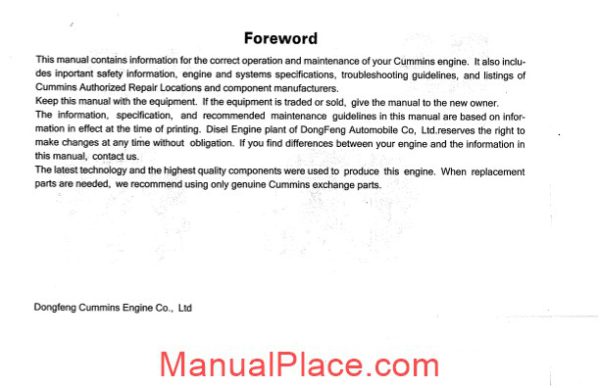 cummins b series engines operation and maintenance manual page 2