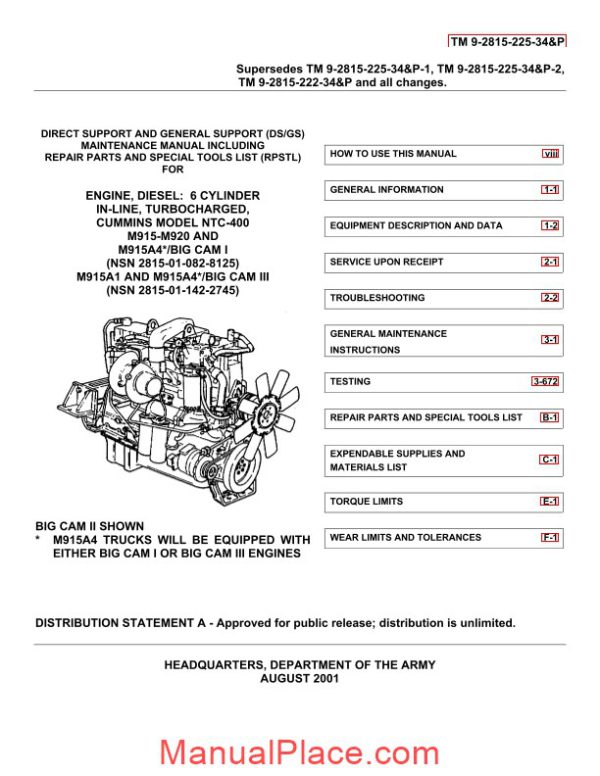 cummins big cam i big cam iii shop manual page 1