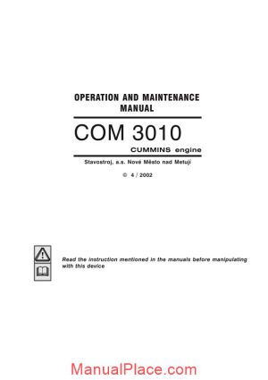 cummins engine com3010a operation manual page 1