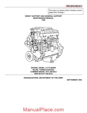 cummins engine diesel model ntc 400 bc2 service manual page 1