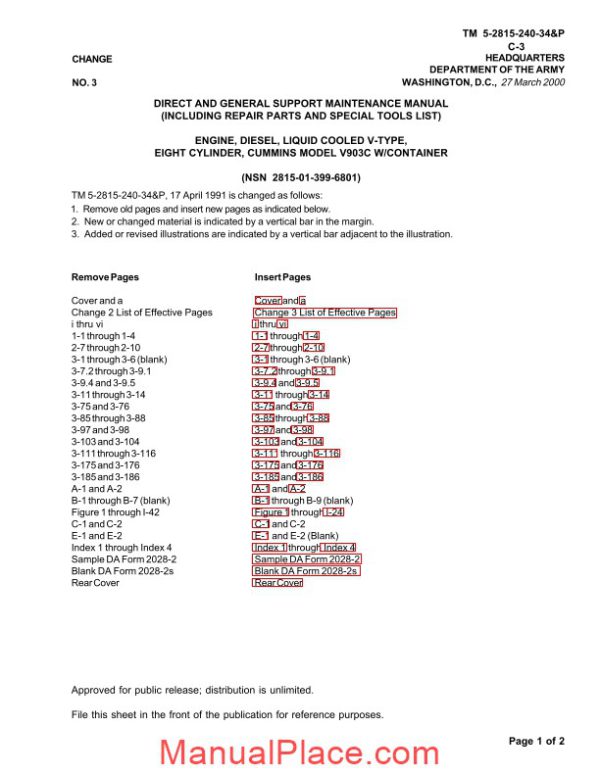 cummins engine diesel model v903c service manual page 3