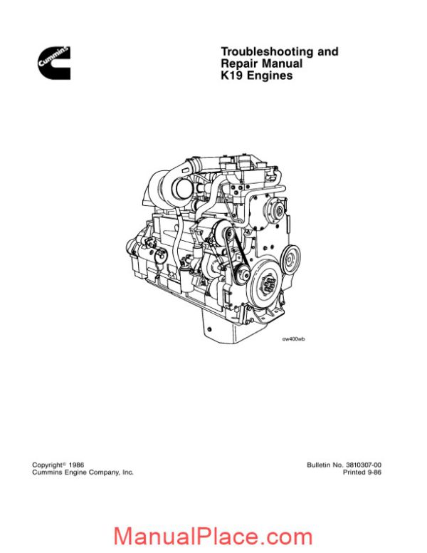 cummins engine k19 troubles manual page 1