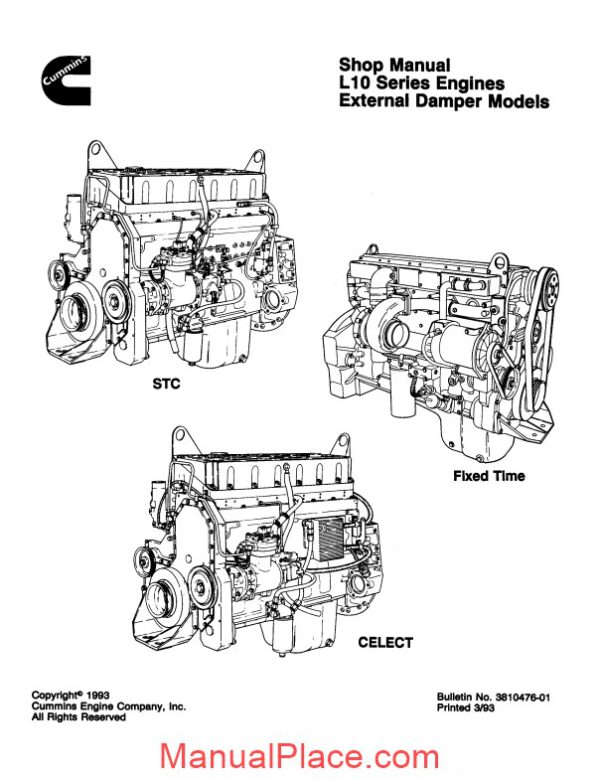 cummins engine l10 series repair manual page 1