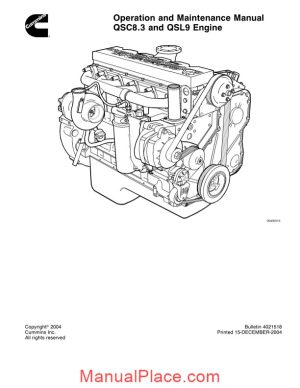 cummins engine qsc8 3 and qsl9 operation maintenance manual page 1