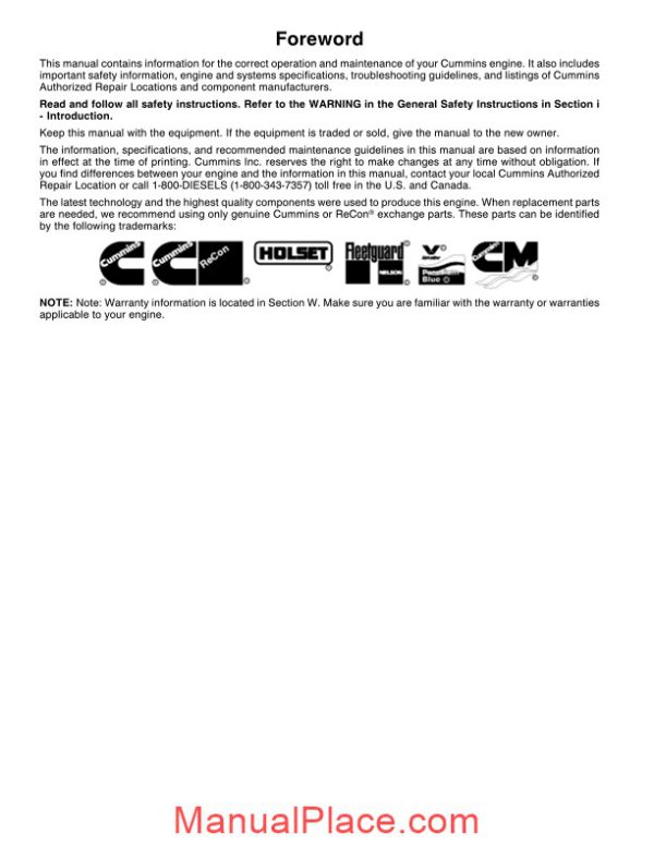 cummins engine qsc8 3 and qsl9 operation maintenance manual page 2