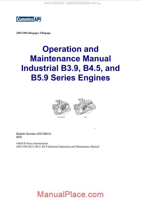 Cummins Industrial B3 9 B4 5 And B5 9 Engines Operation & Maintenance ...