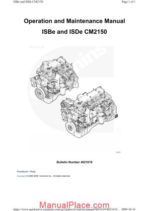 cummins isbe isde cm2150 engine operation maintenance page 1