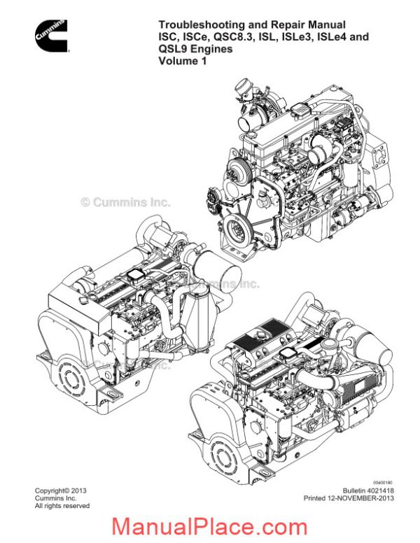 cummins isc qsc isl and qsl engine troubleshooting and repair manual volume 1 page 2