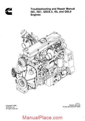 cummins isc qsc83 isl and qsl9 engines troublshooting and repair manual page 1