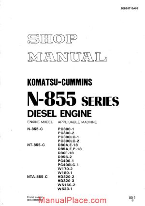 cummins n855 engine shop manual page 1